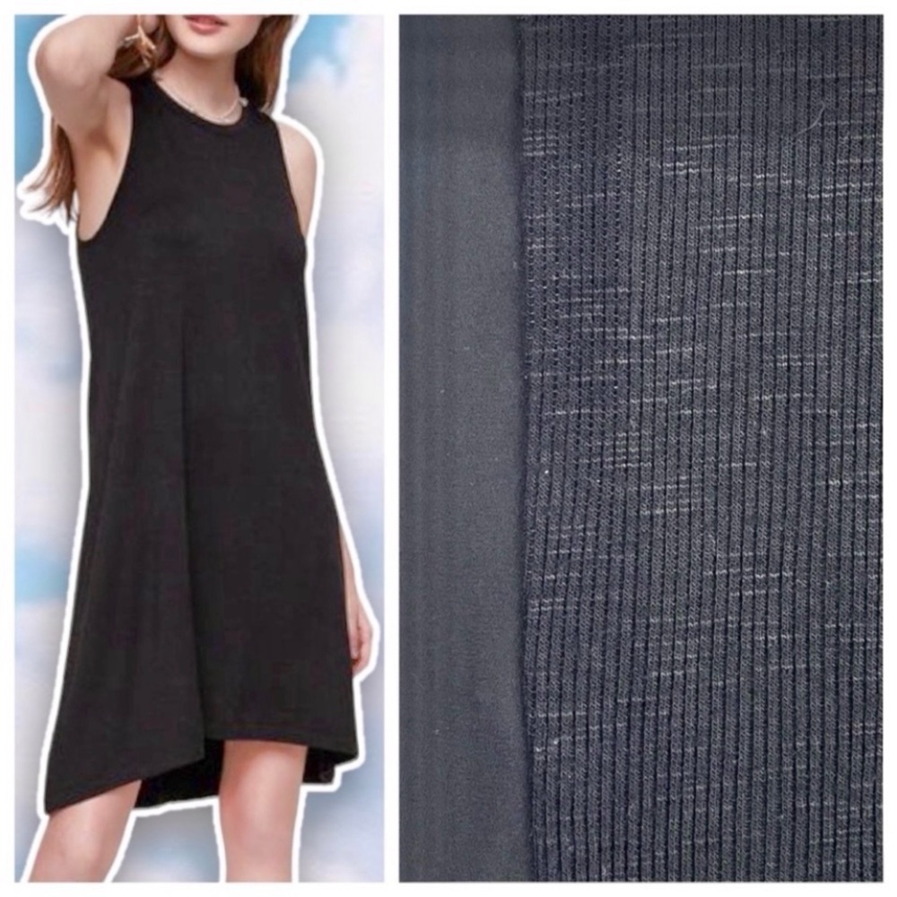 ❤️ LOU & GREY Mixed Media Slub Knit Racerback Dress Slouchy Lagenlook Athleisure